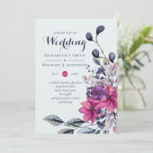 Carte Fuchsia Sage Automne Mariages de automne Invitatio (Debout devant)