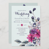 Carte Fuchsia Sage Automne Mariages de automne Invitatio (Devant / Derrière)