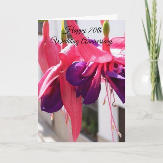 Carte Fuchsias - 70e anniversaire de Mariage personnalis (Devant)