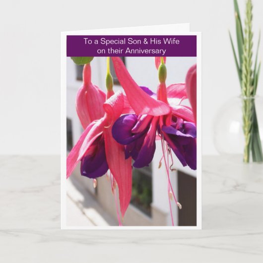 Carte Fuchsias Son And Wife Personalised Anniversary (Devant)