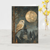 Carte Full Moon Owl Blank (Fleur jaune)
