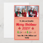 Carte Fully Customisable 2 Photo Traditional Xmas Card (Devant / Derrière)