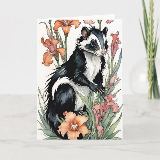 Carte Fumées de foutre floral Skunky Art Skunks Fleurs (Devant)