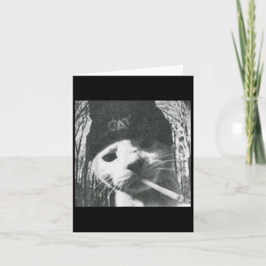 Carte Fumer Chat Beanie Mème Grunge Aesthétique Drôle T (Devant)
