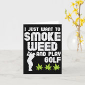 Carte Fumer De L'Herbe Jouer Au Golf Golfisme Thc Golfeu (Fleur jaune)