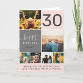 Carte Fun 30e anniversaire rose 6 grille de collage phot (Devant)