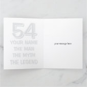 Carte Fun 54th Birthday card | The man myth legend (Intérieur)