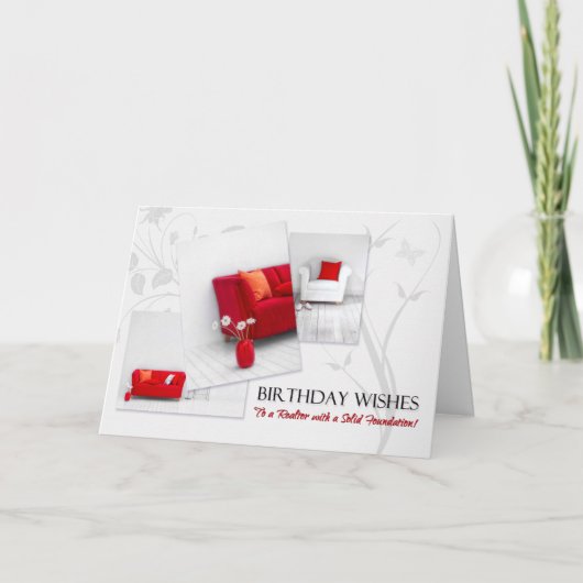 Carte Fun Anniversaire du Realtor Rouge Blanc Maison Int (Devant)