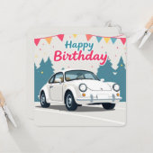 Carte Fun Auto-Thème Joyeux anniversaire (Devant/Arrière en situation)