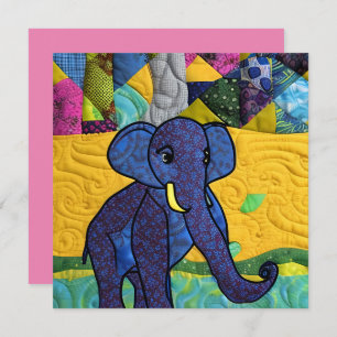 Carte Fun Baby Elephant - Quilt Like Design