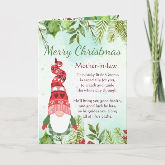 Carte Fun belle-mère Noël Lucky Gnome Blank Card (Devant)