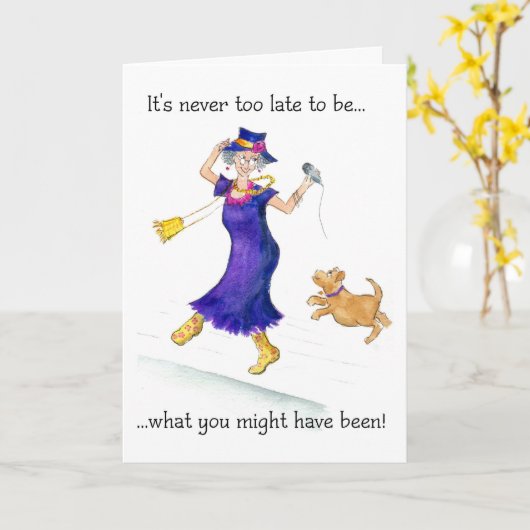 Carte Fun Birthday Card for a Woman Dancing (Fleur jaune)