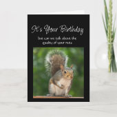 Carte Fun Birthday Squirrel Feeder Nuts Question (Devant)