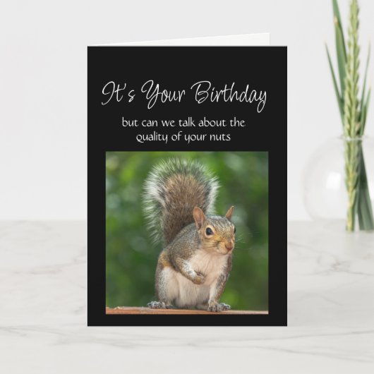 Carte Fun Birthday Squirrel Feeder Nuts Question (Devant)