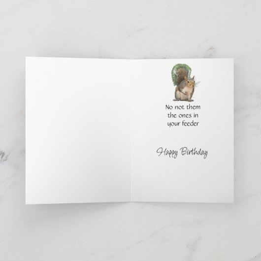 Carte Fun Birthday Squirrel Feeder Nuts Question (Intérieur)