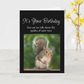 Carte Fun Birthday Squirrel Feeder Nuts Question (Fleur jaune)
