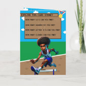 Carte Fun Black Boys Track Star Secret Message Anniversa (Dos)