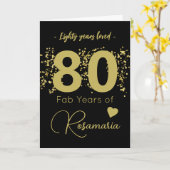 Carte Fun Black Gold Parties scintillant 80e Anniversair (Fleur jaune)