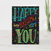 Carte Fun Black Stylish, moderne coloré Joyeux anniversa (Devant)