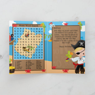 Carte Fun Blonde Boy Pirate Word Recherche Joyeux Annive