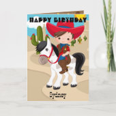 Carte Fun Boys Cowboy Coloring Page Joyeux anniversaire (Devant)