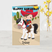 Carte Fun Boys Cowboy Coloring Page Joyeux anniversaire (Fleur jaune)