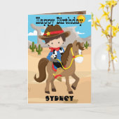Carte Fun Boys Cowboy Word Recherche Joyeux Anniversaire (Fleur jaune)