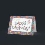 Carte Fun Bright Spots Motif sur Blue Sister Anniversair<br><div class="desc">Une carte d'anniversaire colorée pour une soeur,  avec des lettres multicolores et un motif brillant,  mousseux et rustique. Vous pouvez modifier le message intérieur si vous le souhaitez.</div>