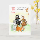 Carte Fun Cats Jouer jeu vidéo 10e anniversaire (Fleur jaune)