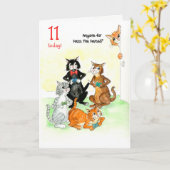 Carte Fun Cats Jouer jeu vidéo 11e anniversaire (Fleur jaune)