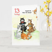 Carte Fun Cats Jouer jeu vidéo 13e anniversaire (Fleur jaune)