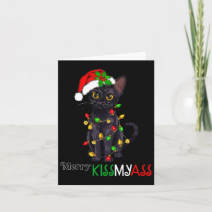 Carte Fun Chat Noir Merry Kissmy Xmas Pyjamas Chritsmans
