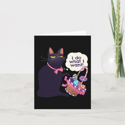 Carte Fun Chat Pâques Ce que je veux Pâques Panier Stuff (Devant)