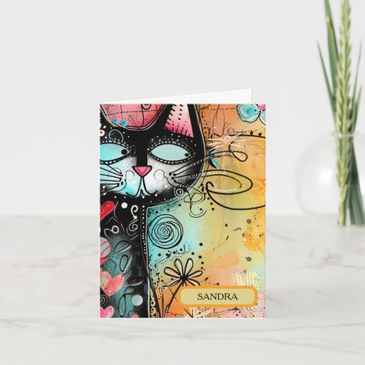 Carte Fun Chat Style Moderne Anniversaire (Devant)