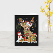 Carte Fun Chihuahua Noël Chien moche Santa Hat Lumières (Fleur jaune)