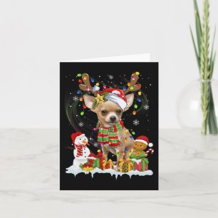 Carte Fun Chihuahua Noël Chien moche Santa Hat Lumières