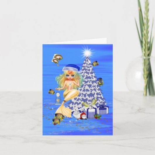 Carte Fun Christmas Mermaid greetings card (Devant)