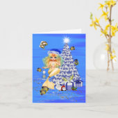 Carte Fun Christmas Mermaid greetings card (Fleur jaune)