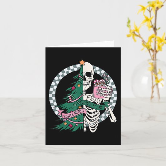 Carte Fun Christmas Sorta Merry Sorta Scandale Skeleton  (Fleur jaune)