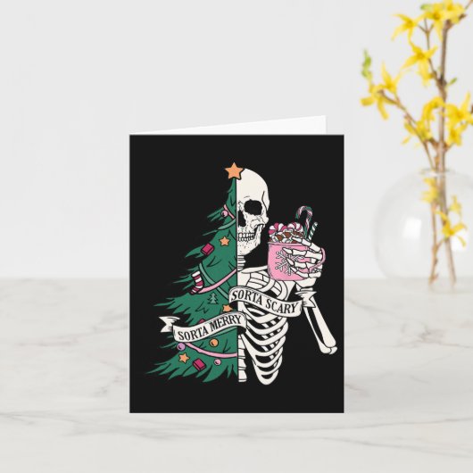 Carte Fun Christmas Sorta Merry Sorta Scandale Skeleton  (Fleur jaune)
