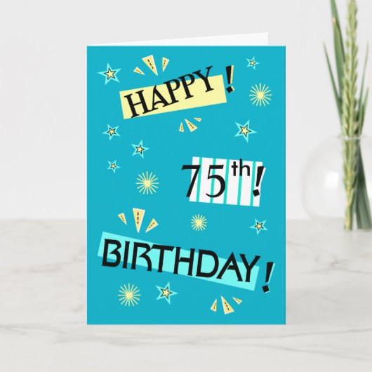 Carte Fun Color Block 75th Birthday Greeting Card (Devant)