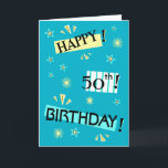 Carte Fun Color Block Happy 50th Birthday Greeting Card<br><div class="desc">Changez pour N'IMPORTE QUEL ÂGE. Une carte d'anniversaire joyeuse et heureuse personnalisée juste pour la personne d'anniversaire dans votre vie. Ils vont adorer ! Pour voir plus de cartes d'anniversaire personnalisables et spécifiques à l'âge,  cliquez sur le lien du magasin Zigglets ci-dessous.</div>
