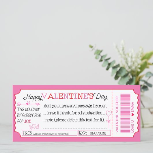 Carte Fun Custom Valentine's Day Card comme bon cadeau (Debout devant)