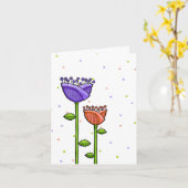 Carte Fun Doodle Flowers violet orange points Note Card (Fleur jaune)