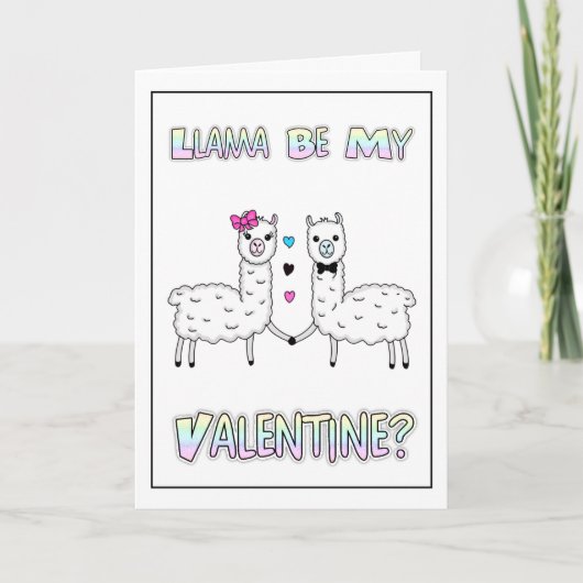 Carte Fun drôle de lama pun de la Saint-Valentin  (Devant)