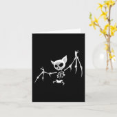 Carte Fun Effrayant Flying Dark Skeleton Bat Halloween C (Fleur jaune)