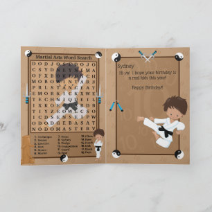 Carte Fun Ethnic Boys Karate Word Recherche Joyeux Anniv