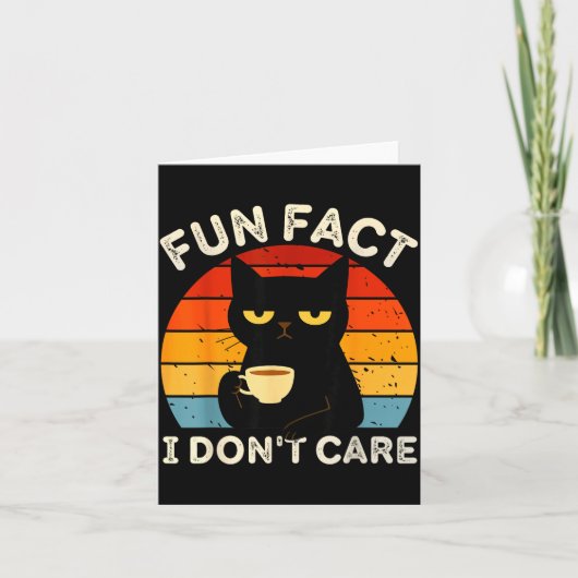 Carte Fun Fact Je m'en fiche Citation drôle de chat noir (Devant)