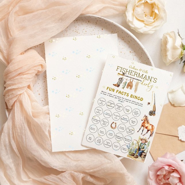 Carte Fun Facts Bingo Pêcheur Baby shower Derby Jeu (Créateur téléchargé)