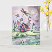 Carte Fun Fairy Dragonfly and Frog by Stream Card (Fleur jaune)